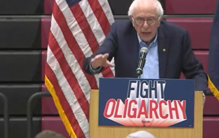 Bernie Sanders trae la gira de la oligarquía de combate a la ciudad natal del portavoz Mike Johnson